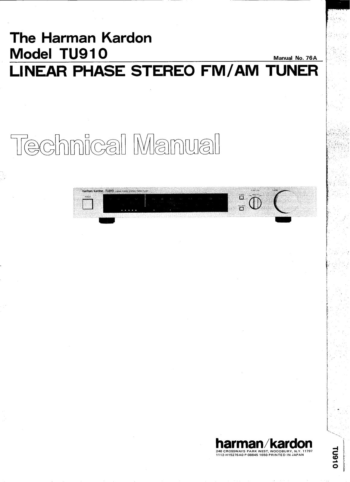 Harman Kardon TU-910 Service manual