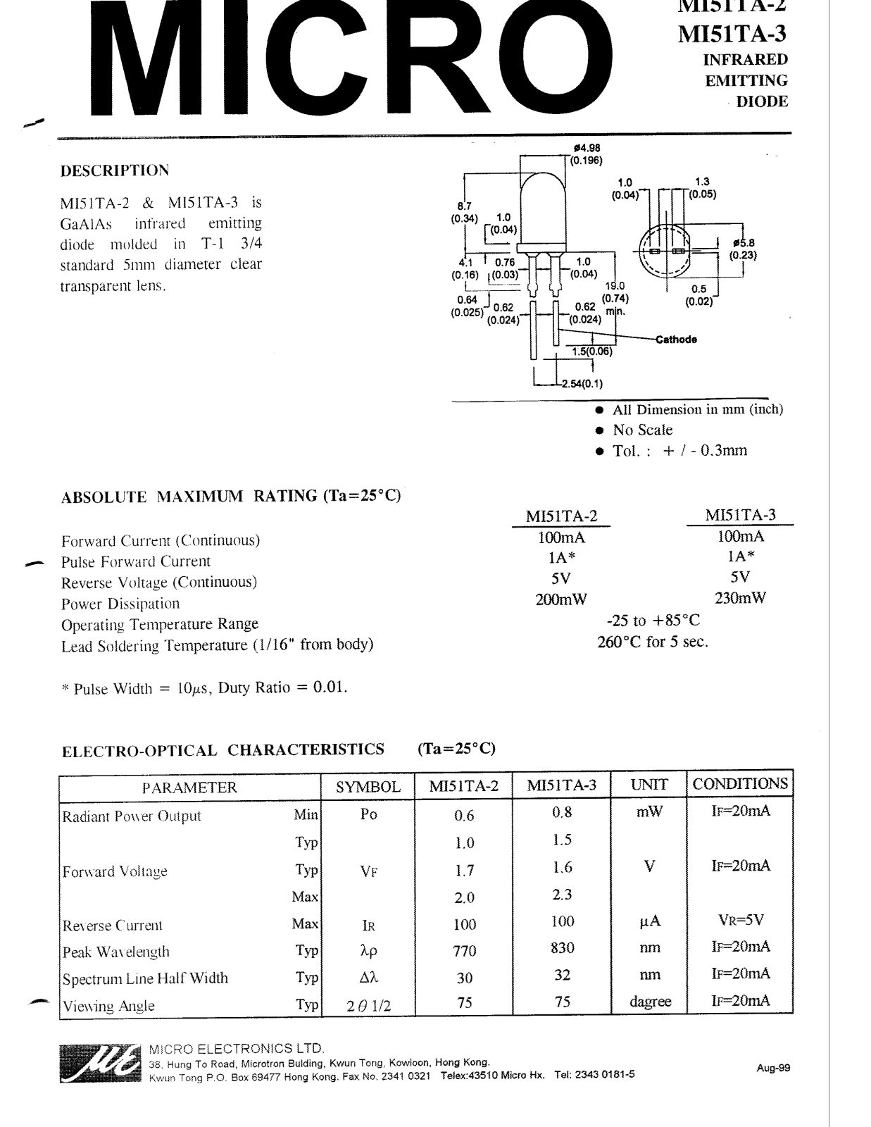 MICRO MI51TA-3, MI51TA-2 Datasheet