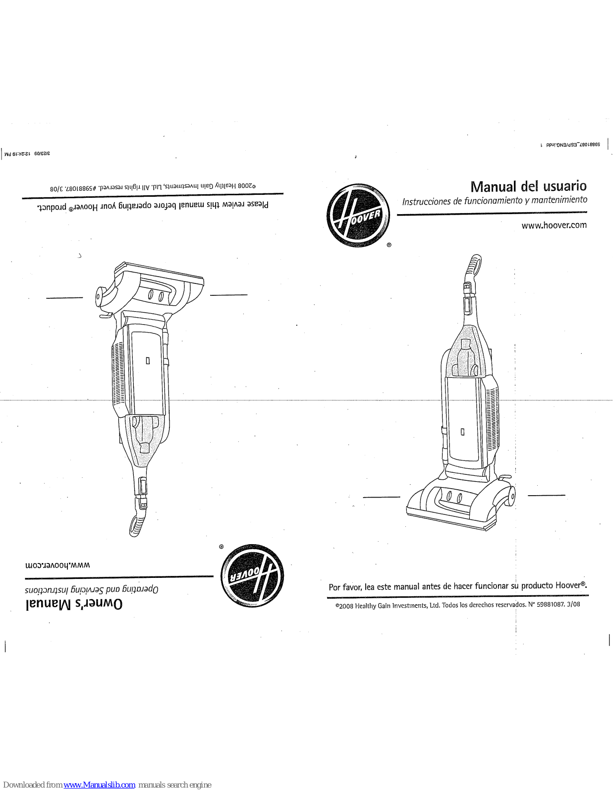 Hoover U64019RM Owner's Manual