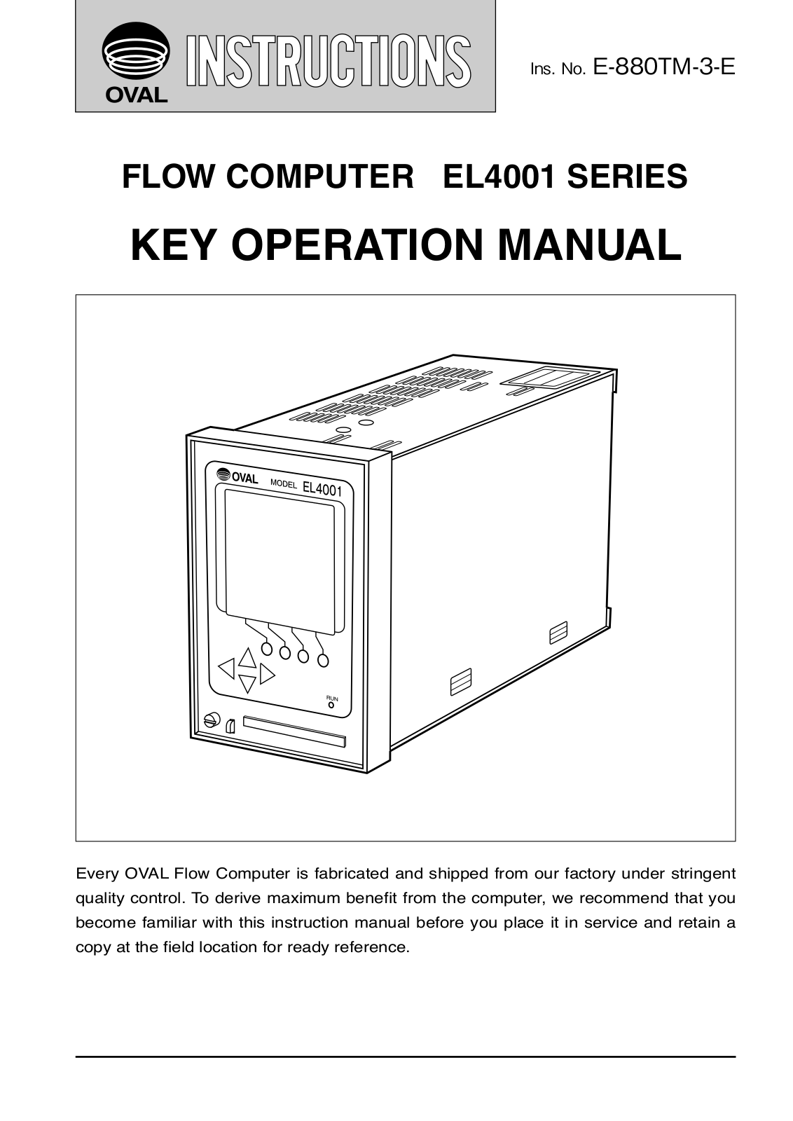 Oval EL4101, EL4121, EL4001, EL4111, EL4201 Key Operations Manual