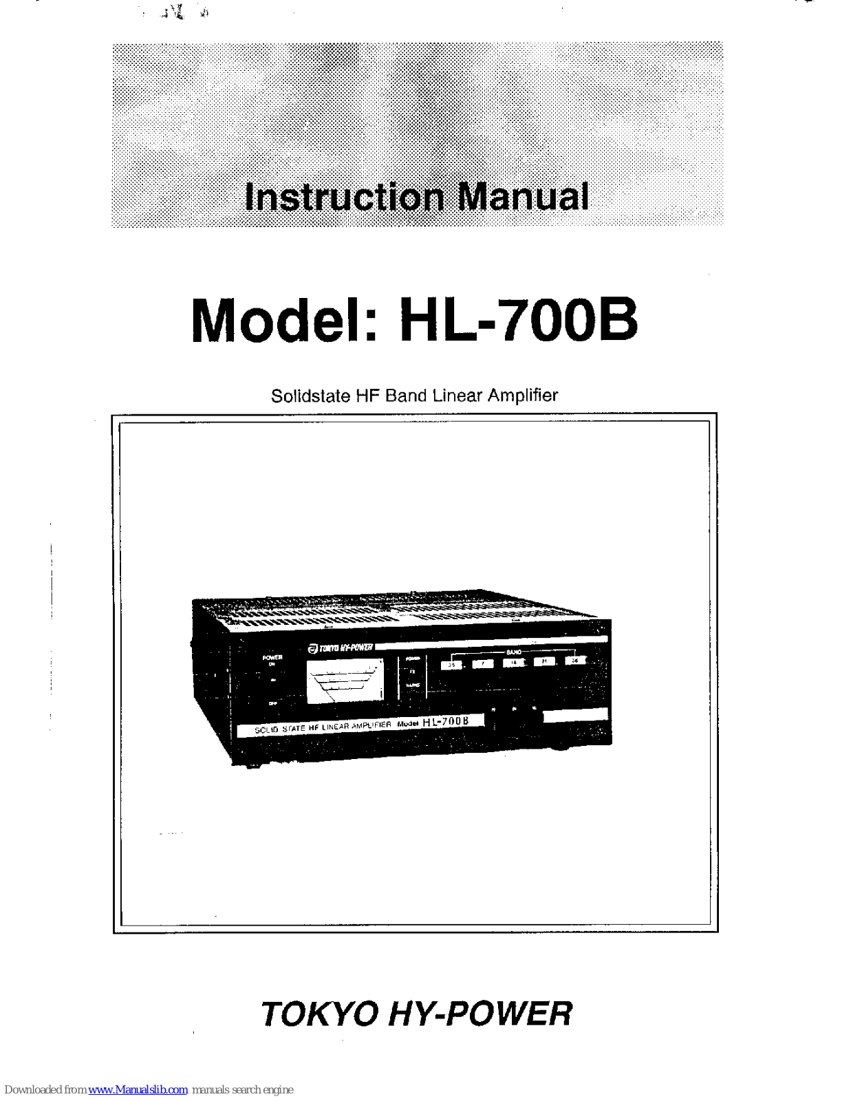 Tokyo Hy-Power HL-700B Instruction Manual