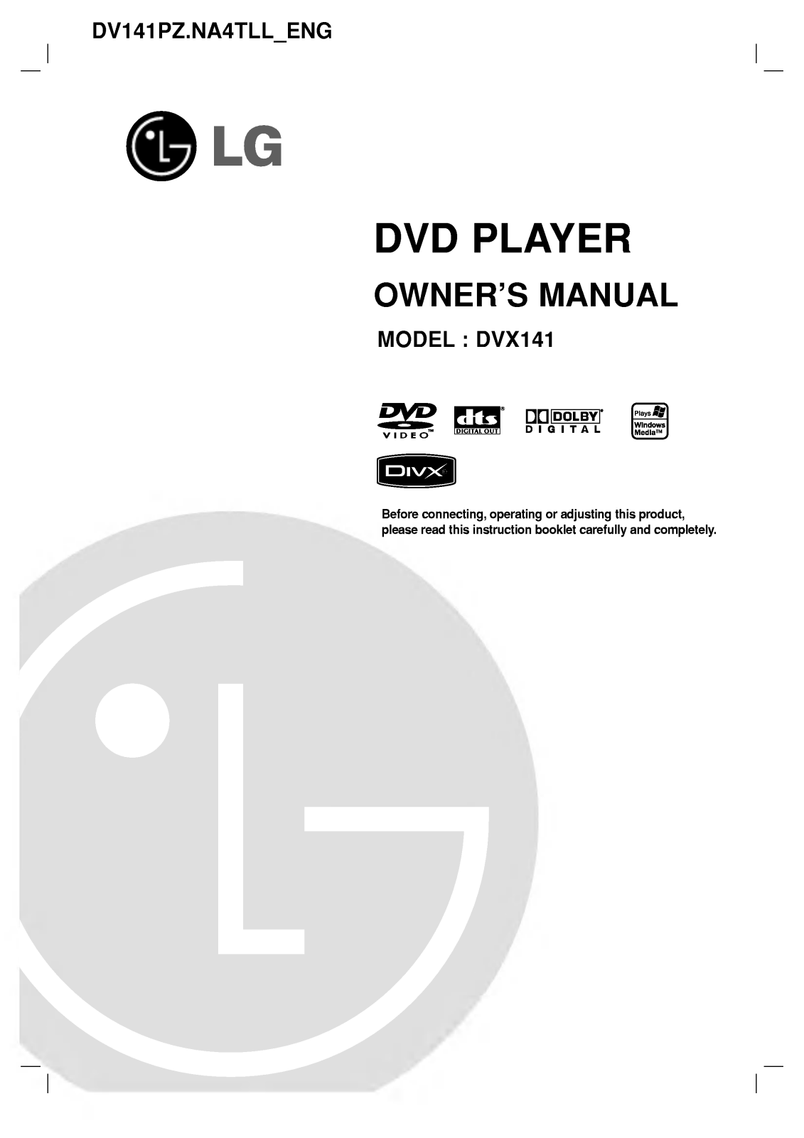 LG DV141PZ User manual