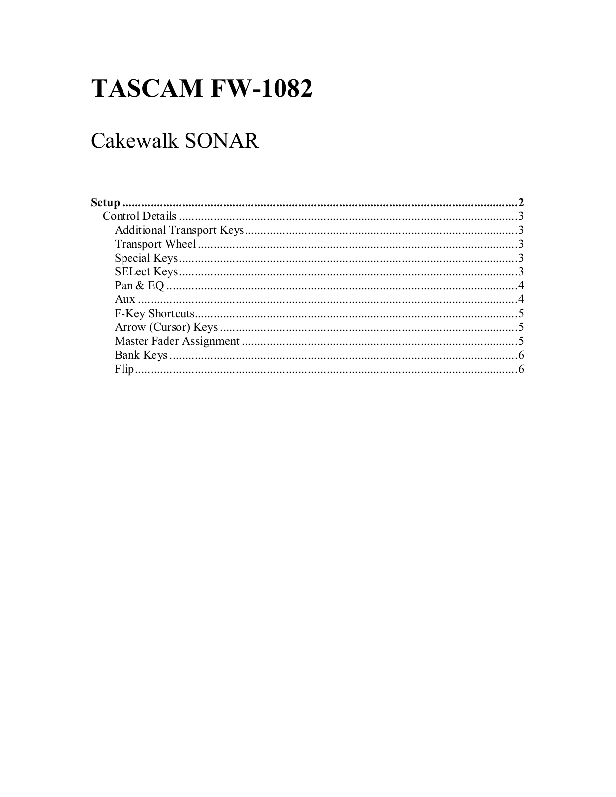 Tascam FW-1082 User Manual