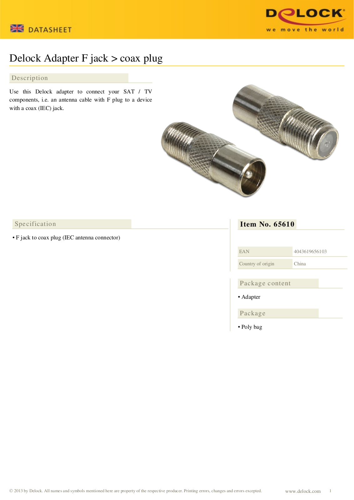 DeLOCK 65610 User Manual