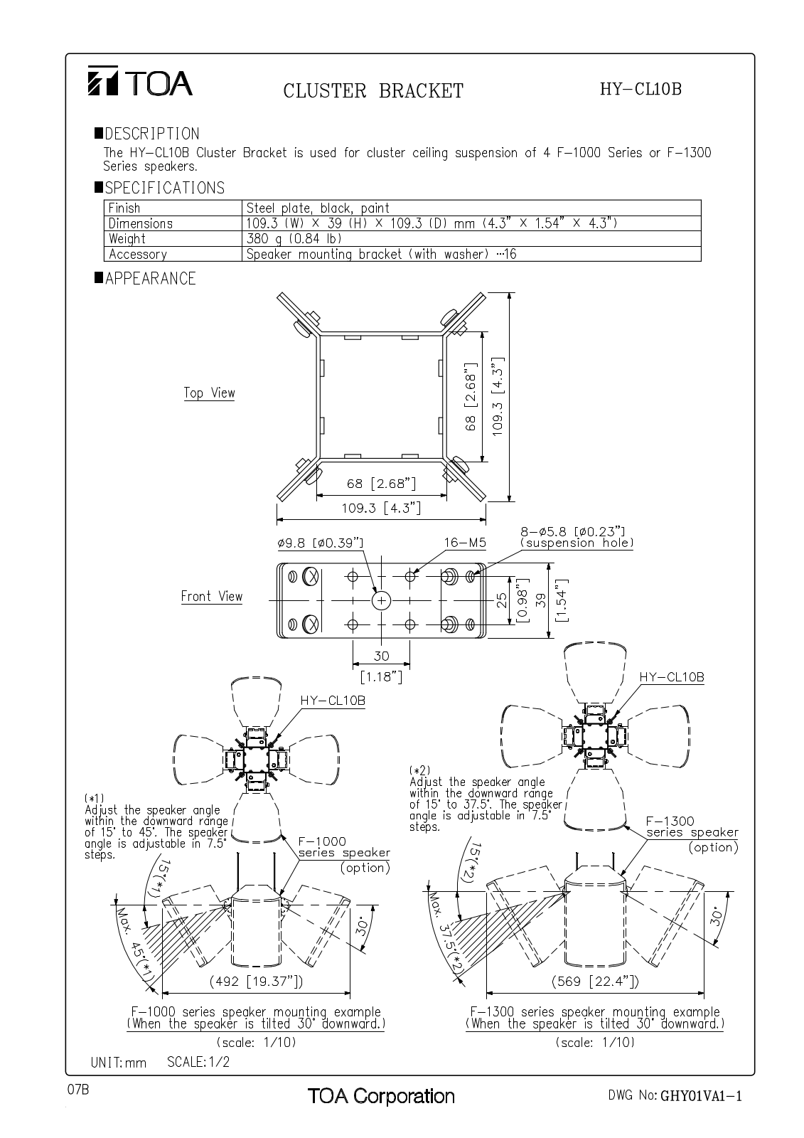 TOA HY-CL10B User Manual