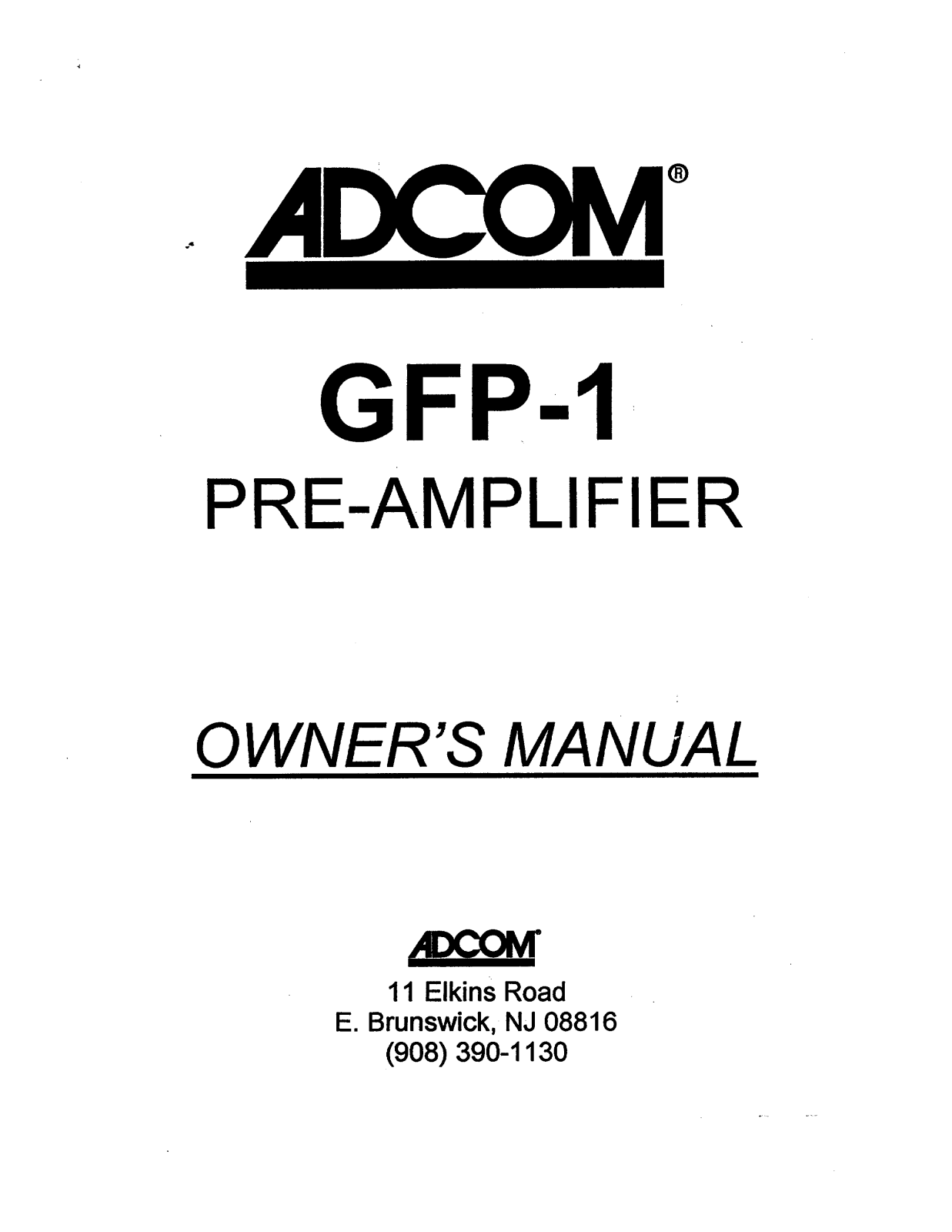 Adcom GFP-1 Owners manual