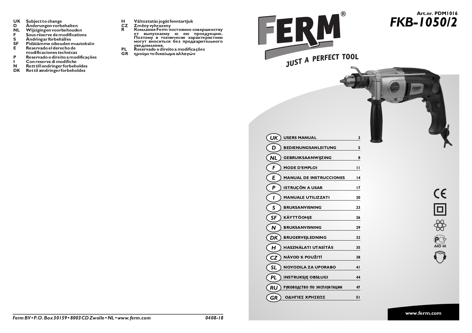 Ferm FKB-1050/2 User Manual