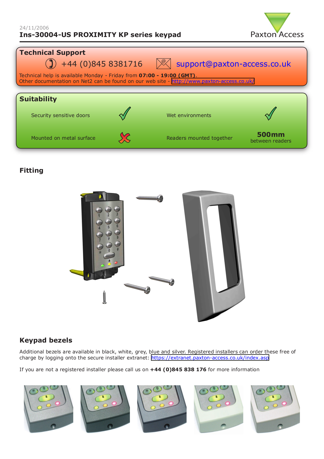 Paxton Access 355110 User Manual