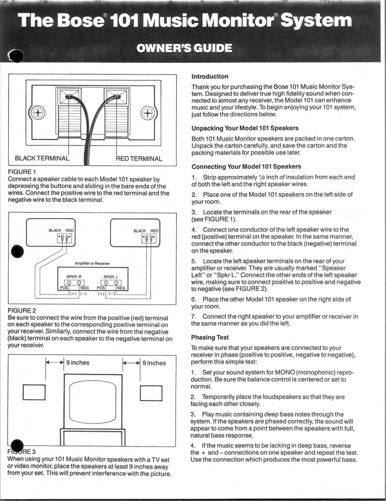 Bose 101 Owner Manual