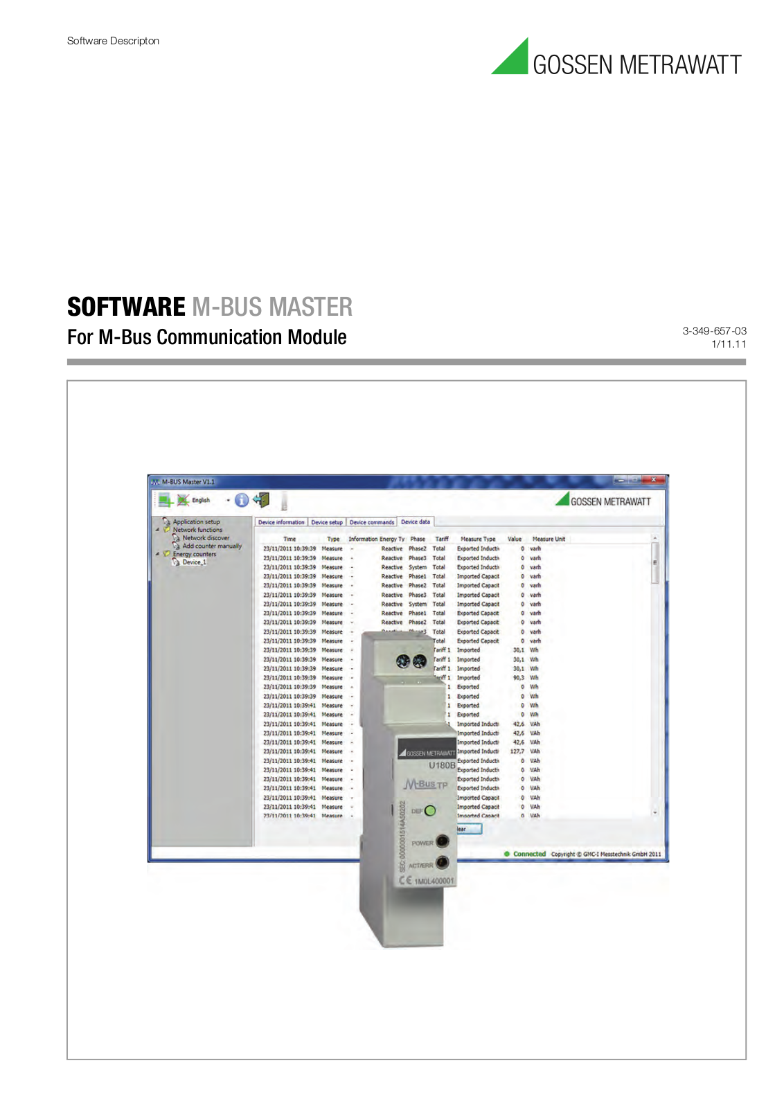 Gossen Metrawatt M-BUS Operating Instructions