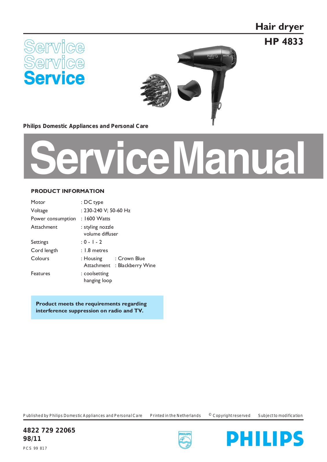 Philips HP 4833 Service Manual