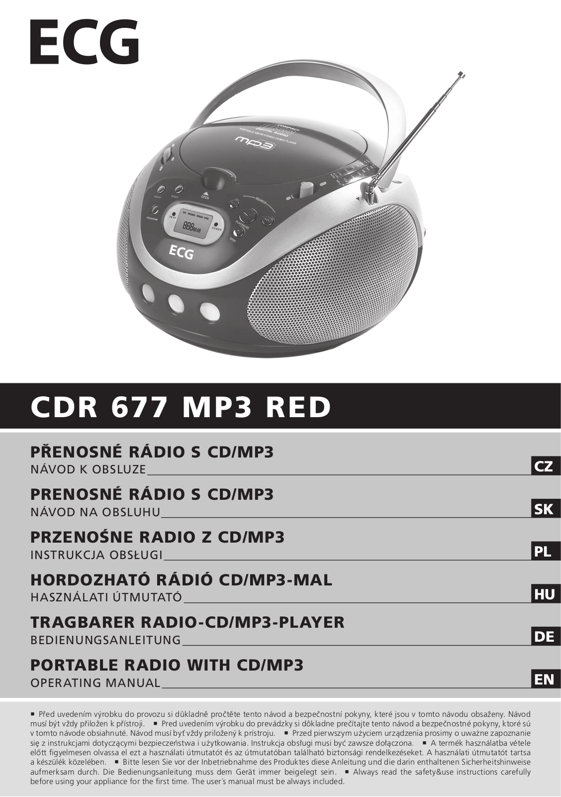 ECG CDR 677 MP3 RED User Manual