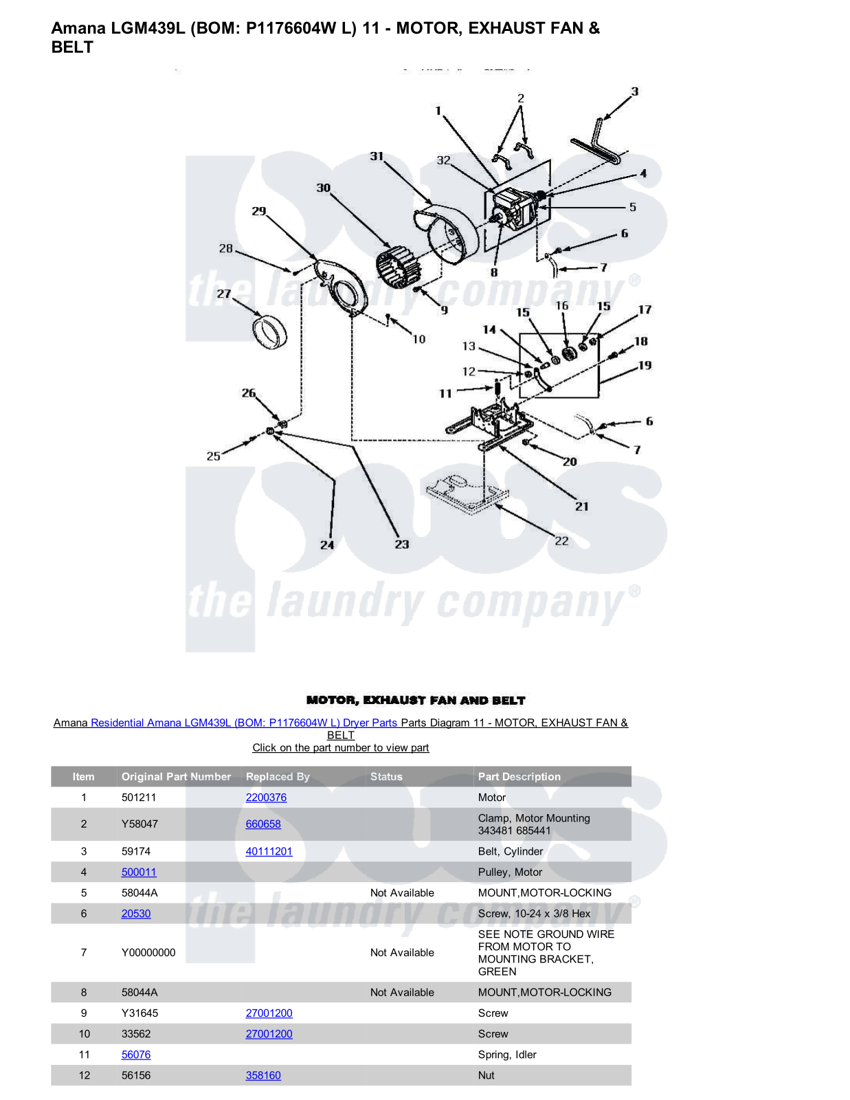 Amana LGM439L Parts Diagram