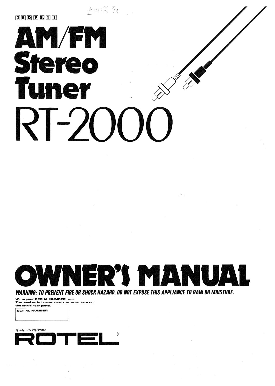 Rotel RT-2000 User Manual