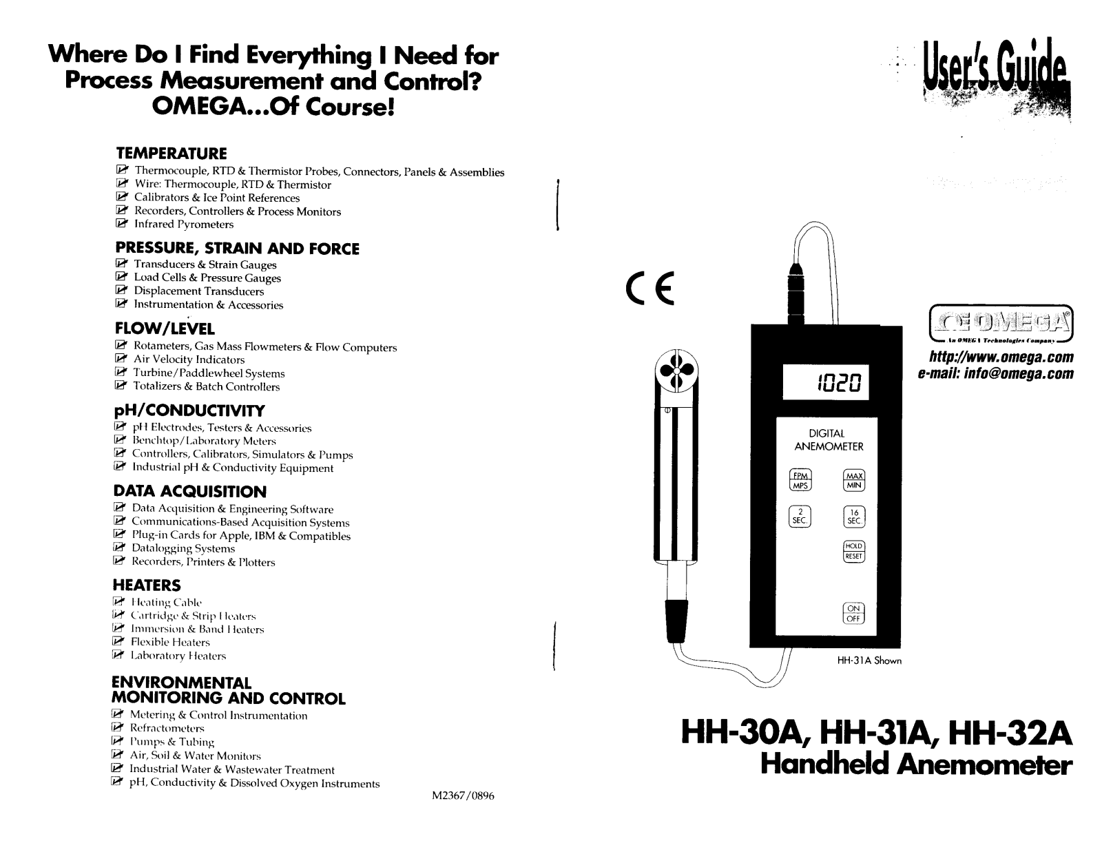 Omega Products HH-31A Installation  Manual