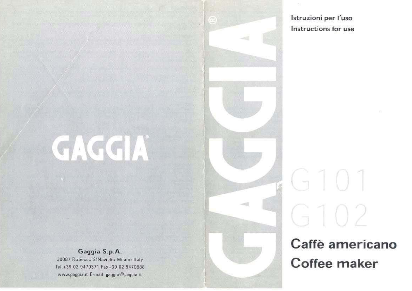 Gaggia G102 User Manual