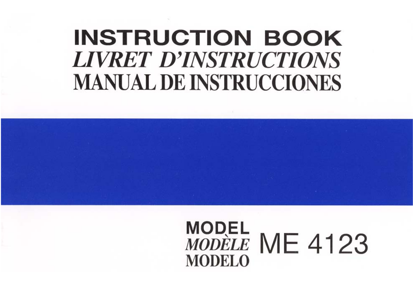 Janome ME4123 Instruction Manual