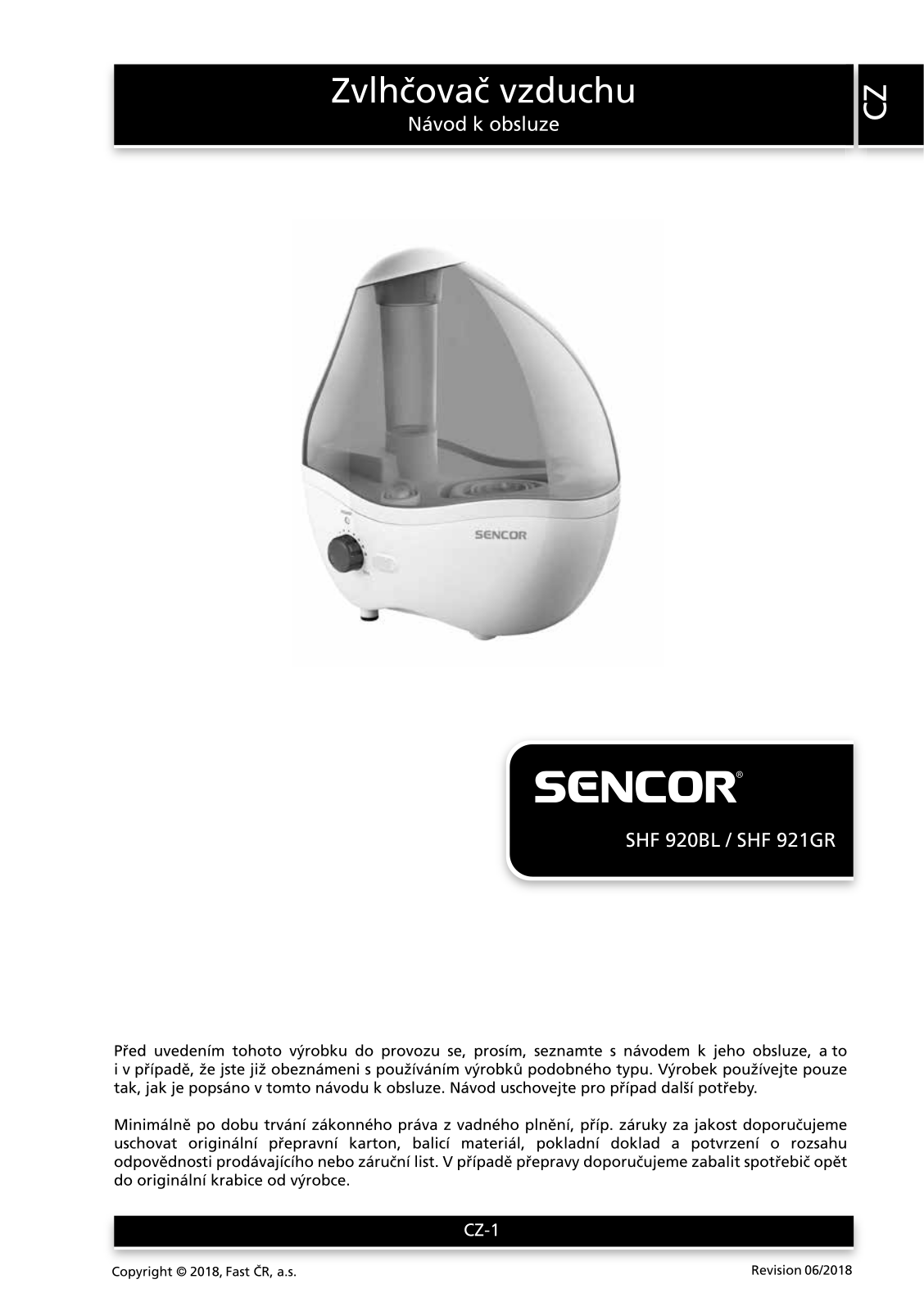 Sencor SHF 920BL, SHF 921GR User Manual