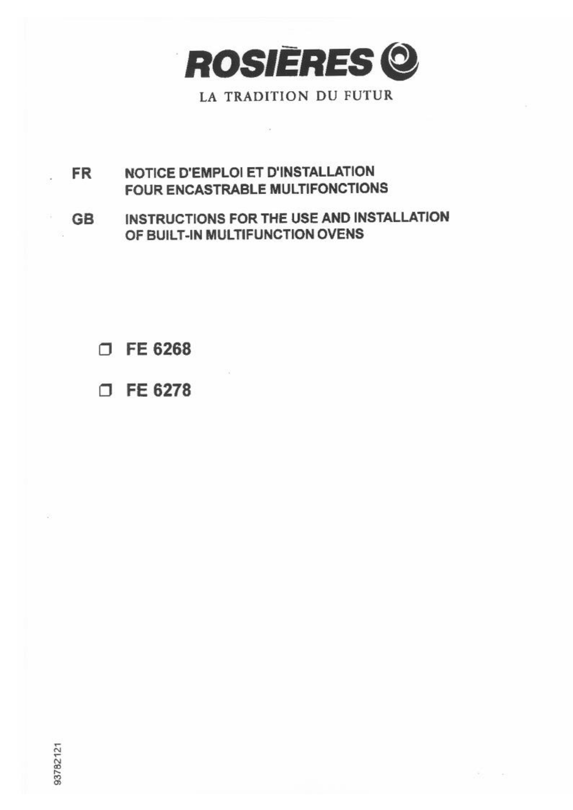 ROSIERES FE 6268, FE 6278 User Manual