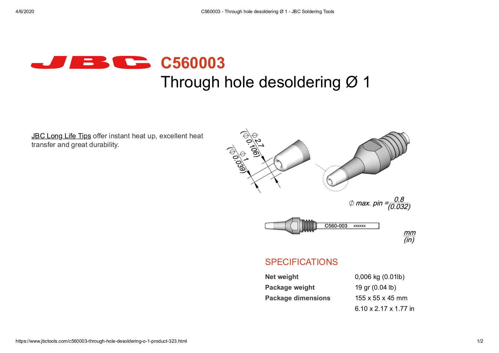 Datasheet C560003 Specification - ManualMachine.com