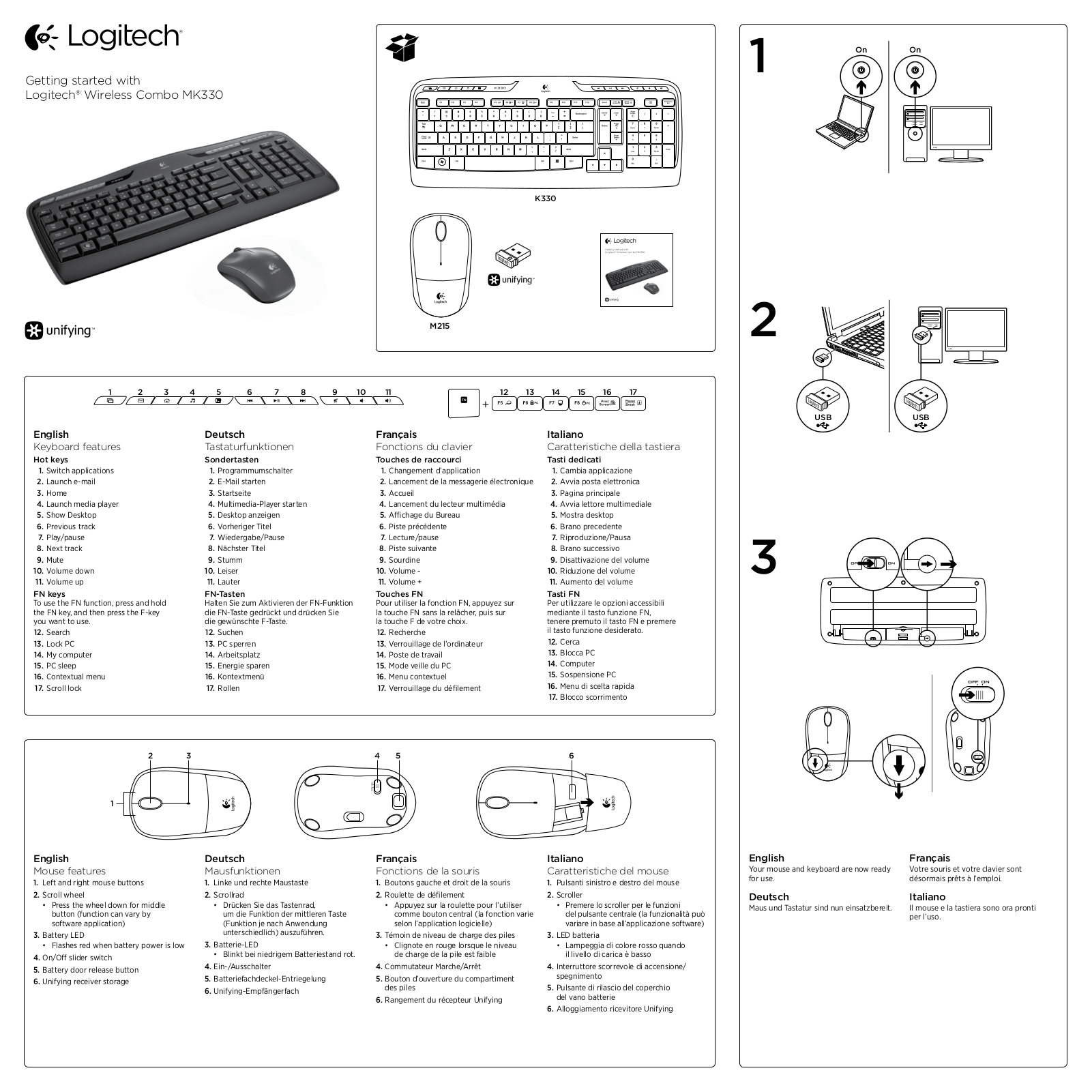 Logitech MK330 Quick start guide