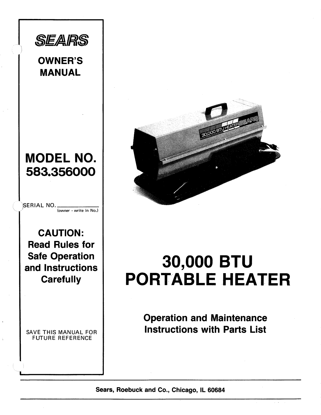 Sears 583.356 User Manual