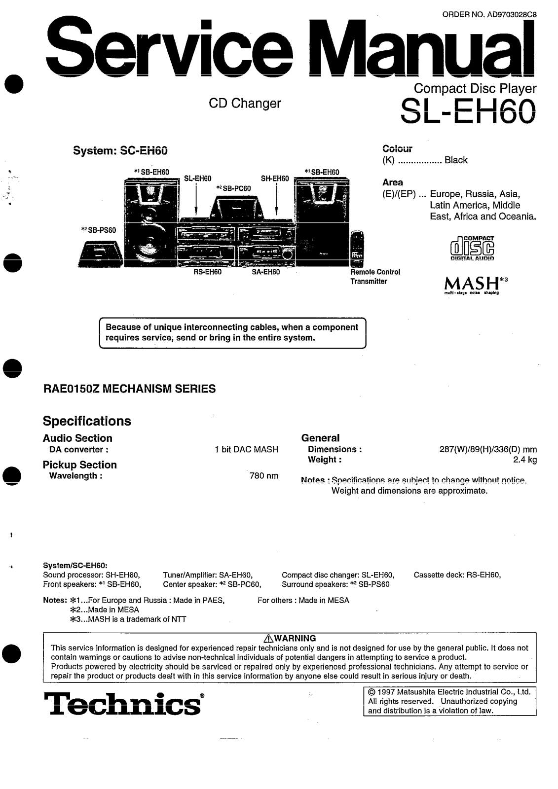 Panasonic SLEH-60, SLEH-60 Service manual