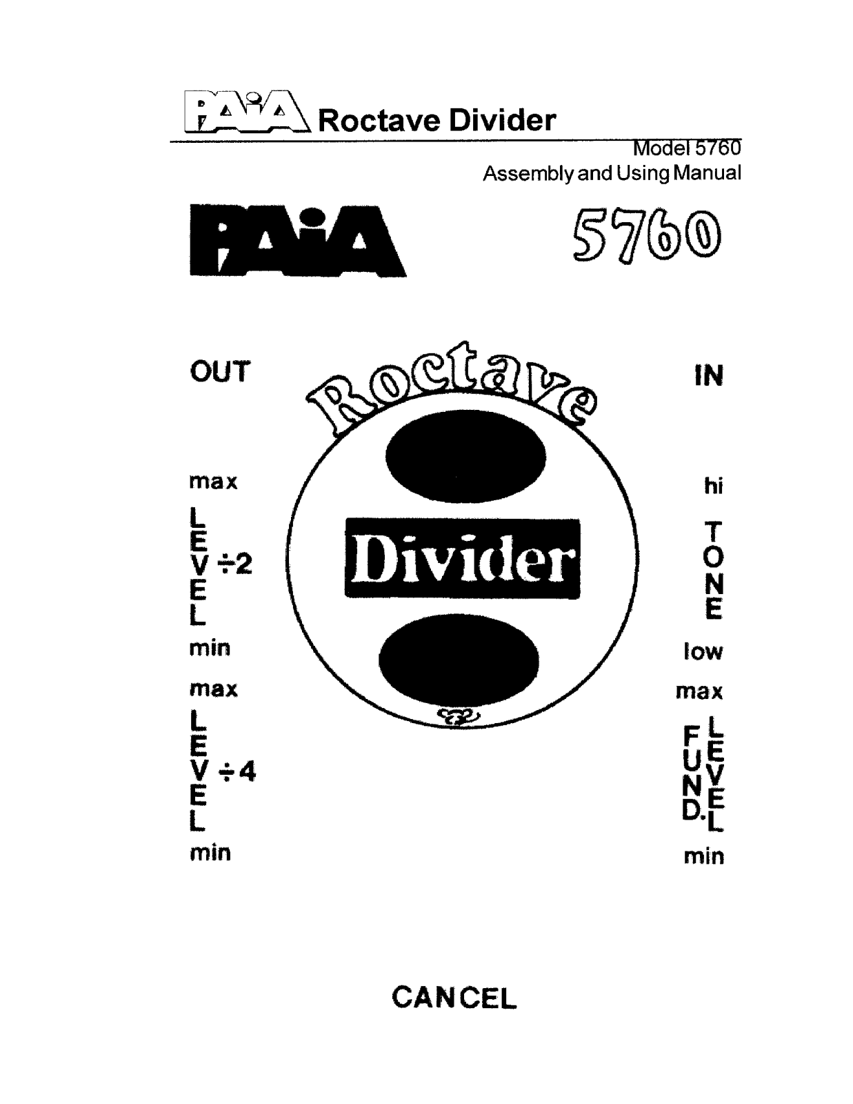 PAiA Electronics 5760 User's Manual