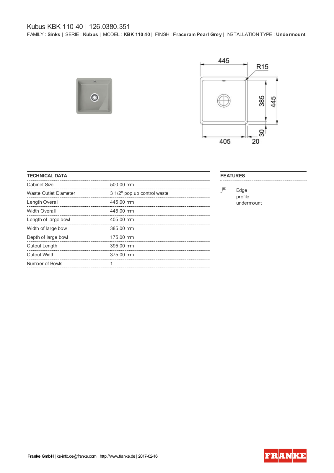 Franke 126.0380.351 Service Manual