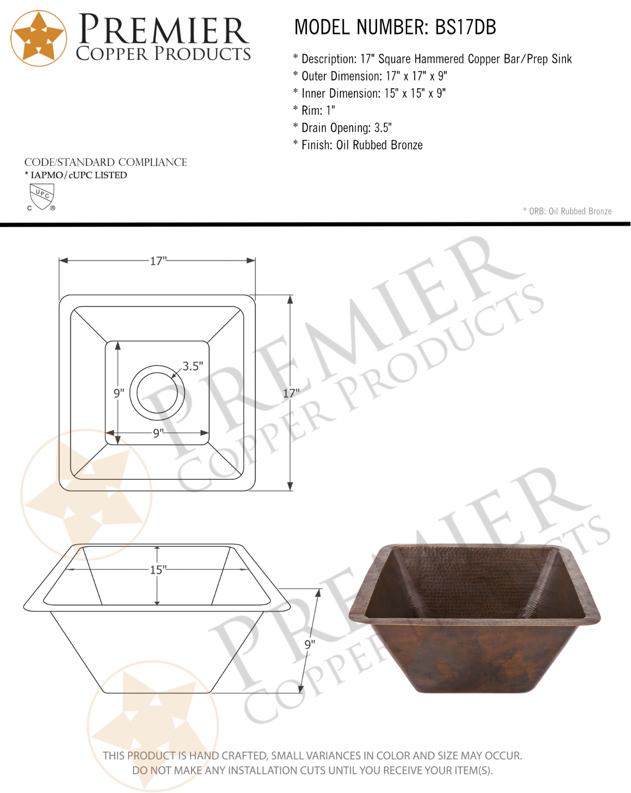 Premier Copper Products IER1040 Specifications - ManualMachine.com