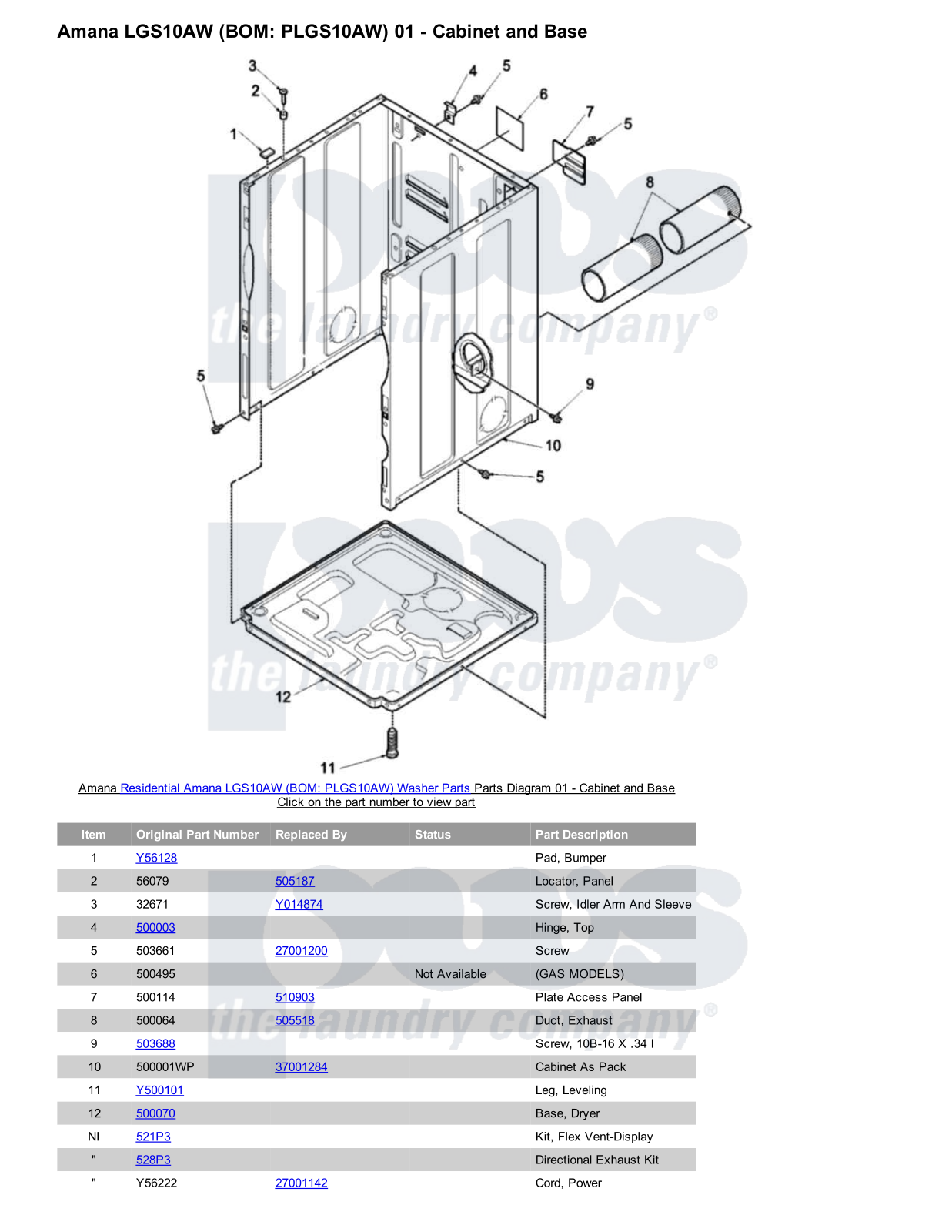 Amana LGS10AW Parts Diagram