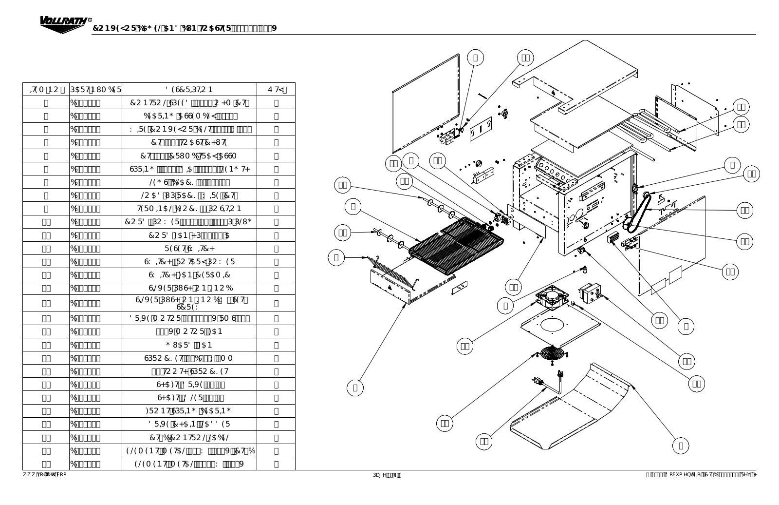 Vollrath CT4B-2081200 Parts List