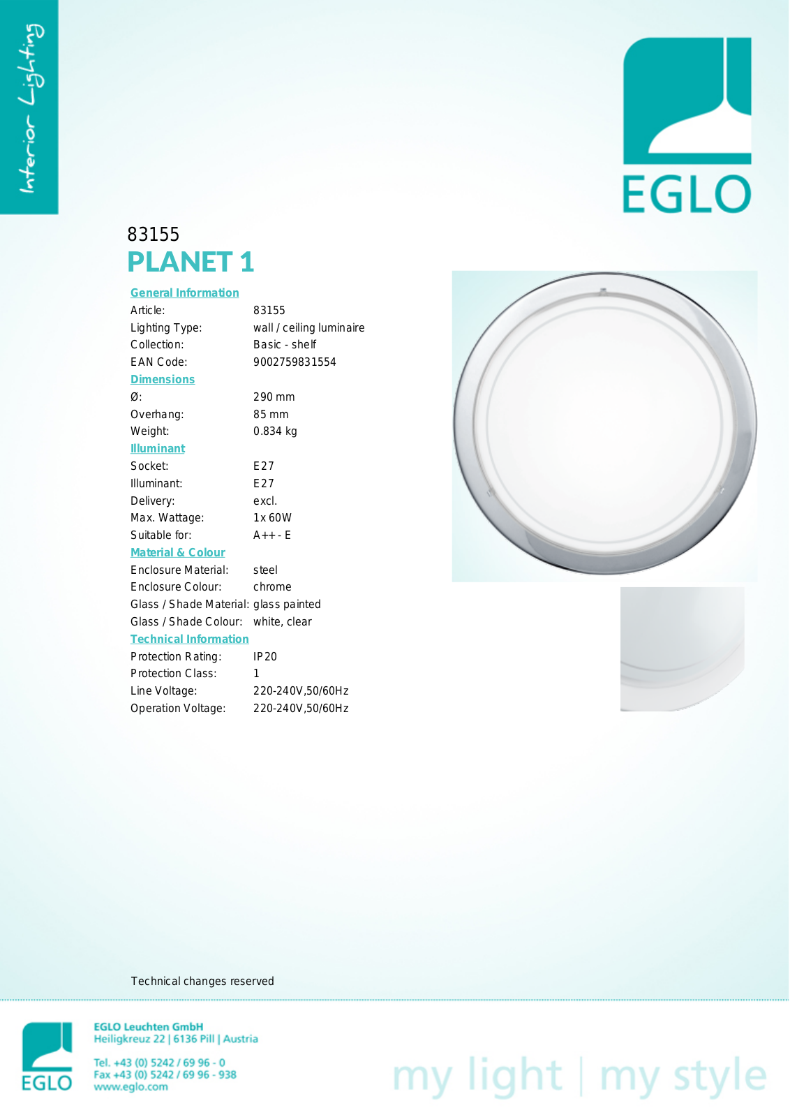 Eglo 83155 Service Manual