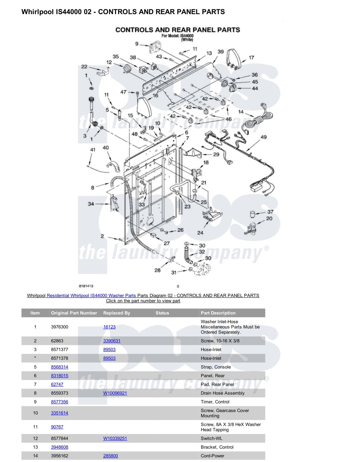 Whirlpool IS44000 Parts Diagram