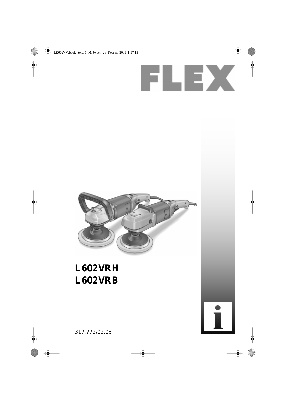 Flex L602VRH, L602VRB Operating Instructions Manual