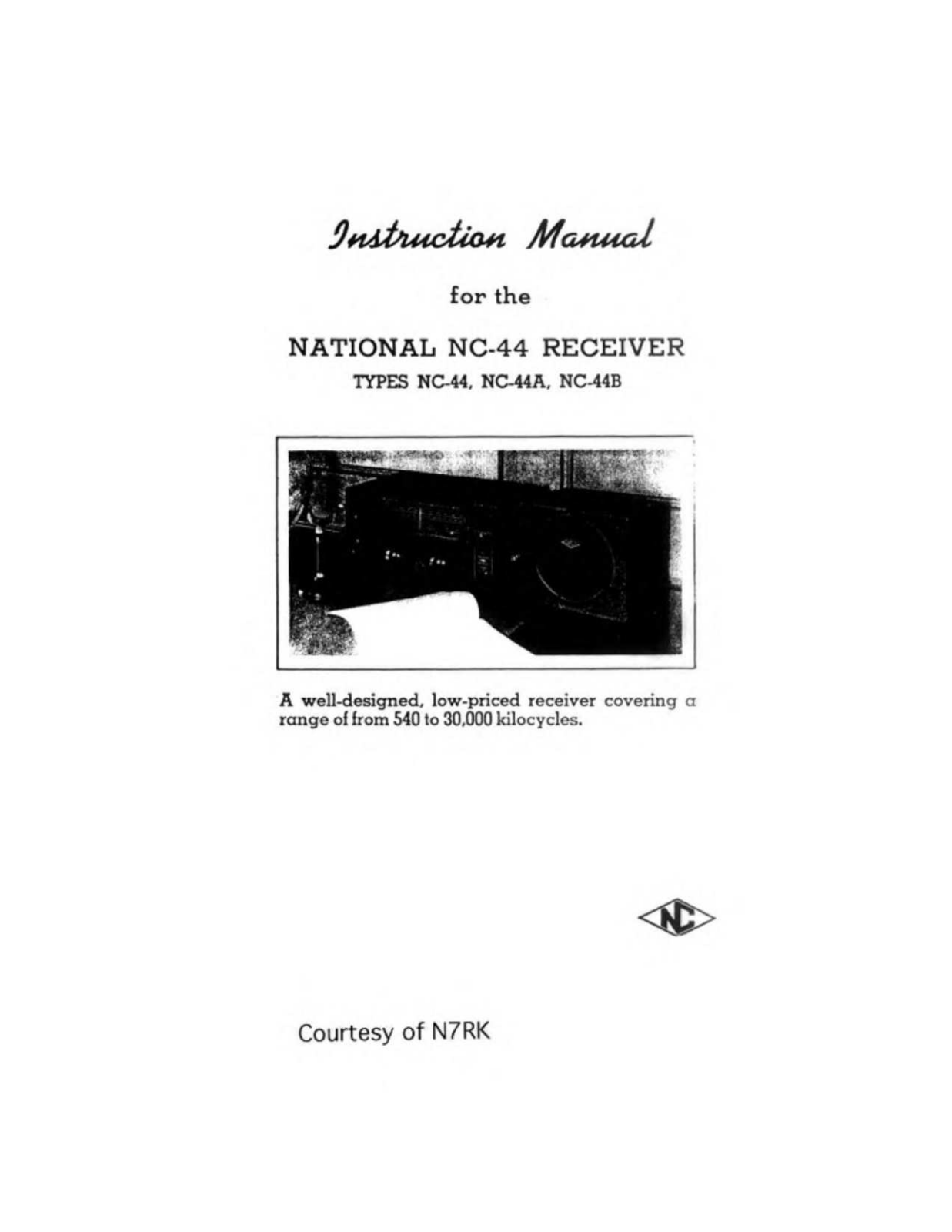 NATIONAL RADIO NC-44 User Manual