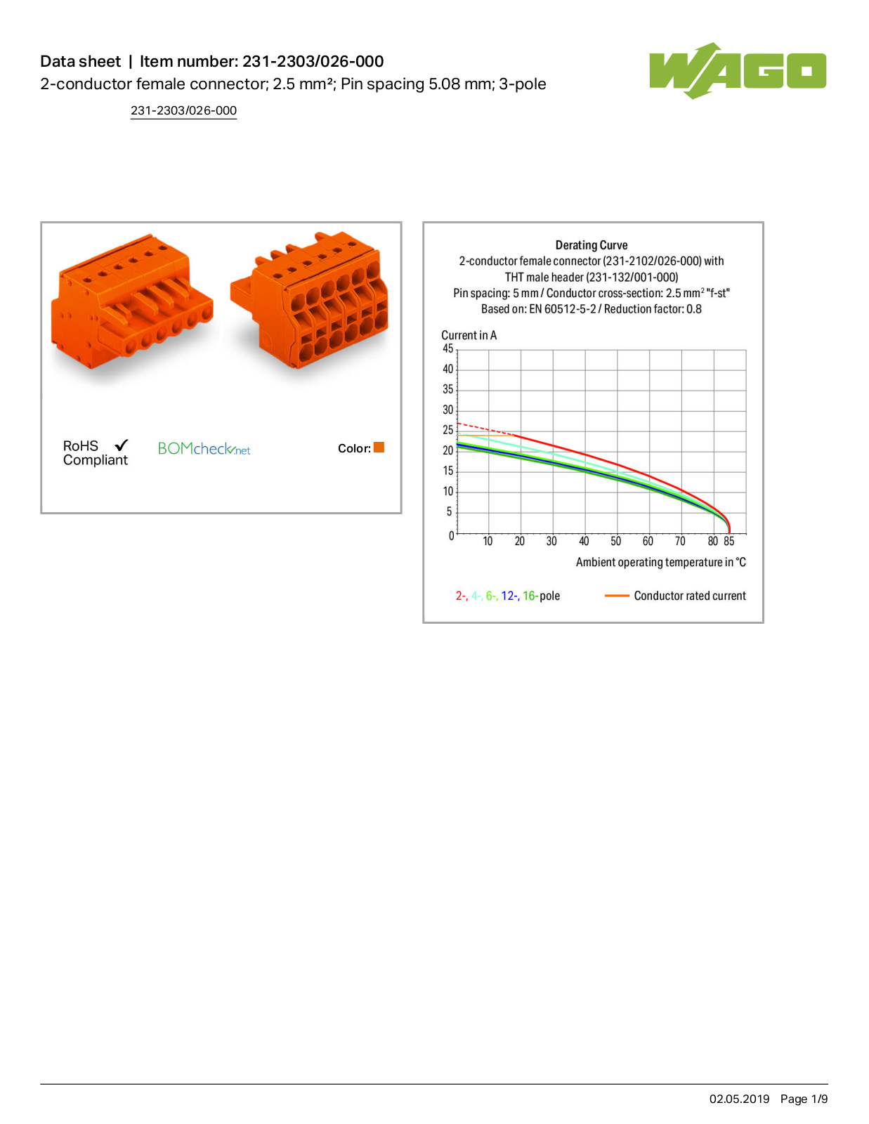 Wago 231-2303/026-000 Data Sheet