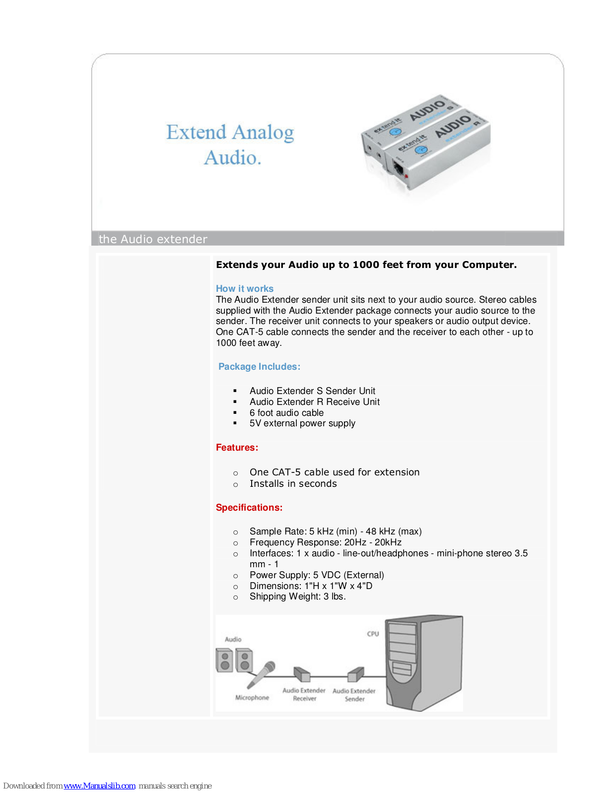 Daxten EXTENDER AUDIO 1000, Audio Extender Brochure - ManualMachine.com