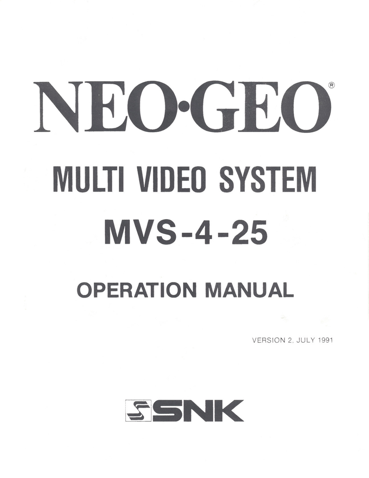 NeoGeo MVS-4-25 User Guide