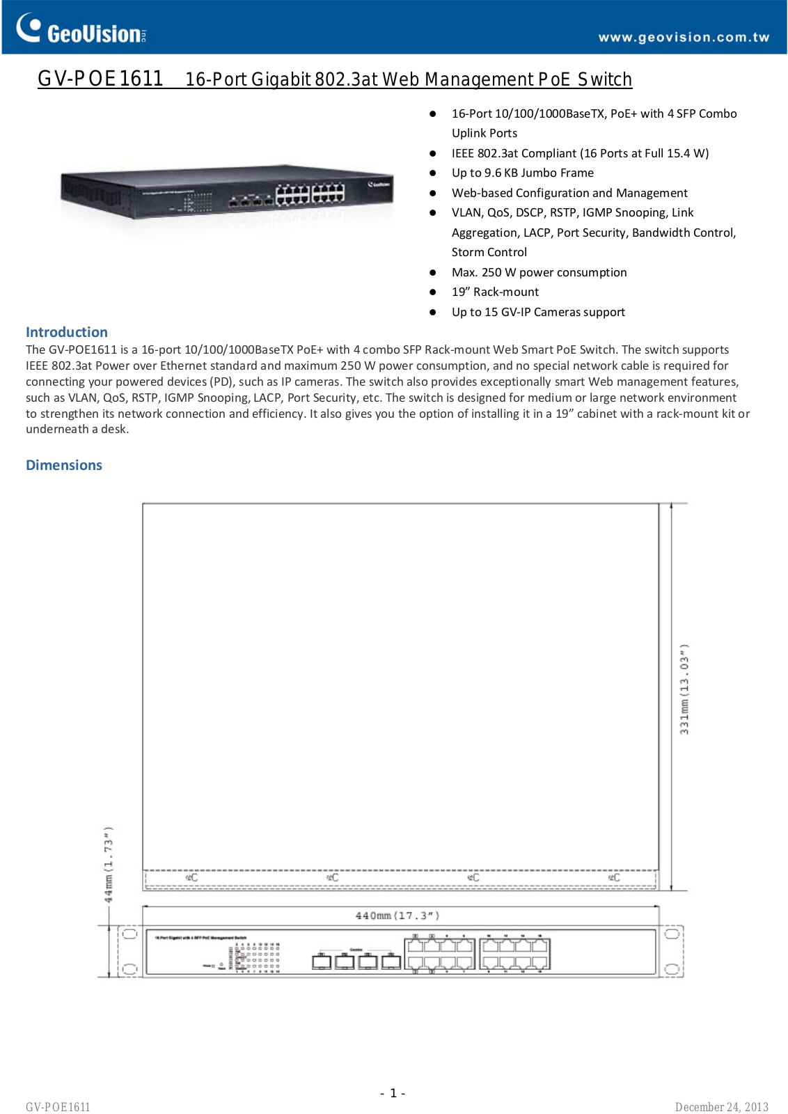 GeoVision POE1611 User Manual