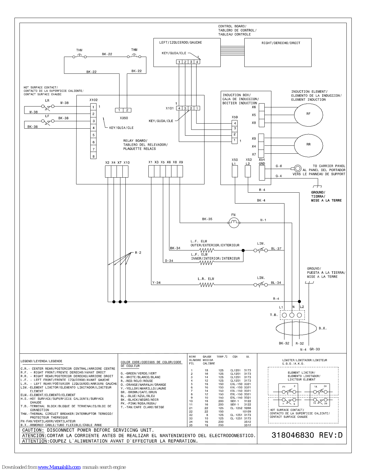 Electrolux EW30CC55GS - 30in Electric Cooktop, EW30CC55GW - 30in Electric Cooktop Wiring Diagram