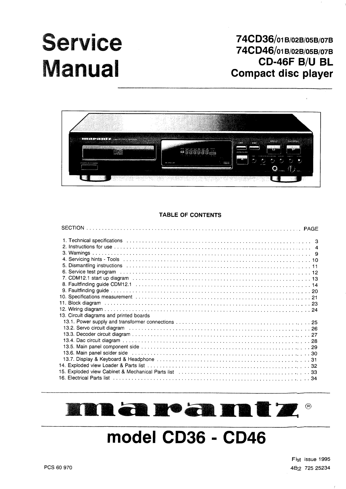 Marantz CD-36 Service Manual