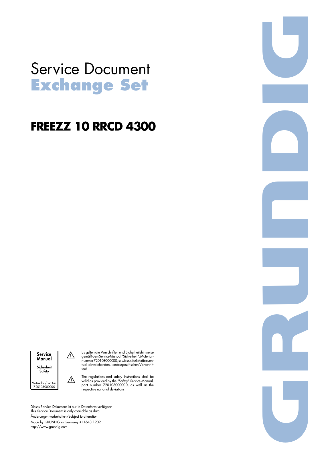 Grundig FREEZZ-10-RRCD-4300 Service Manual