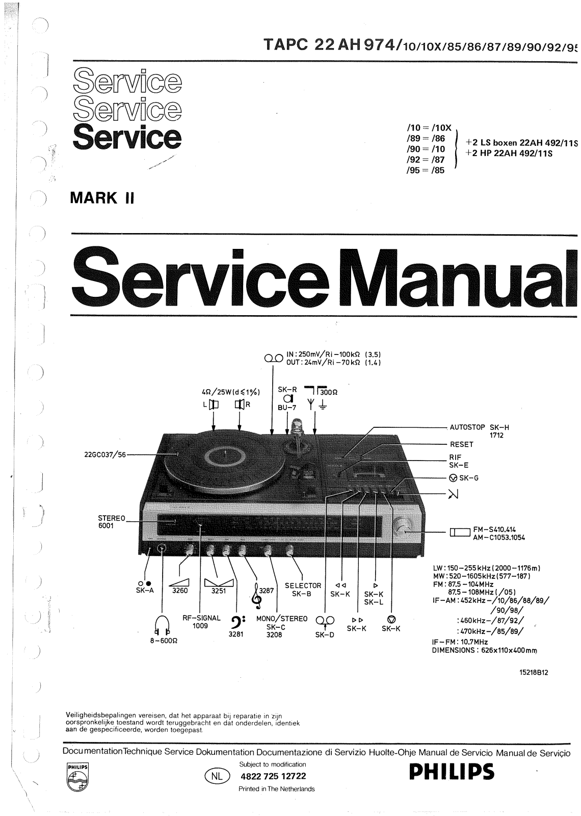 Philips 22-AH-974 Service Manual