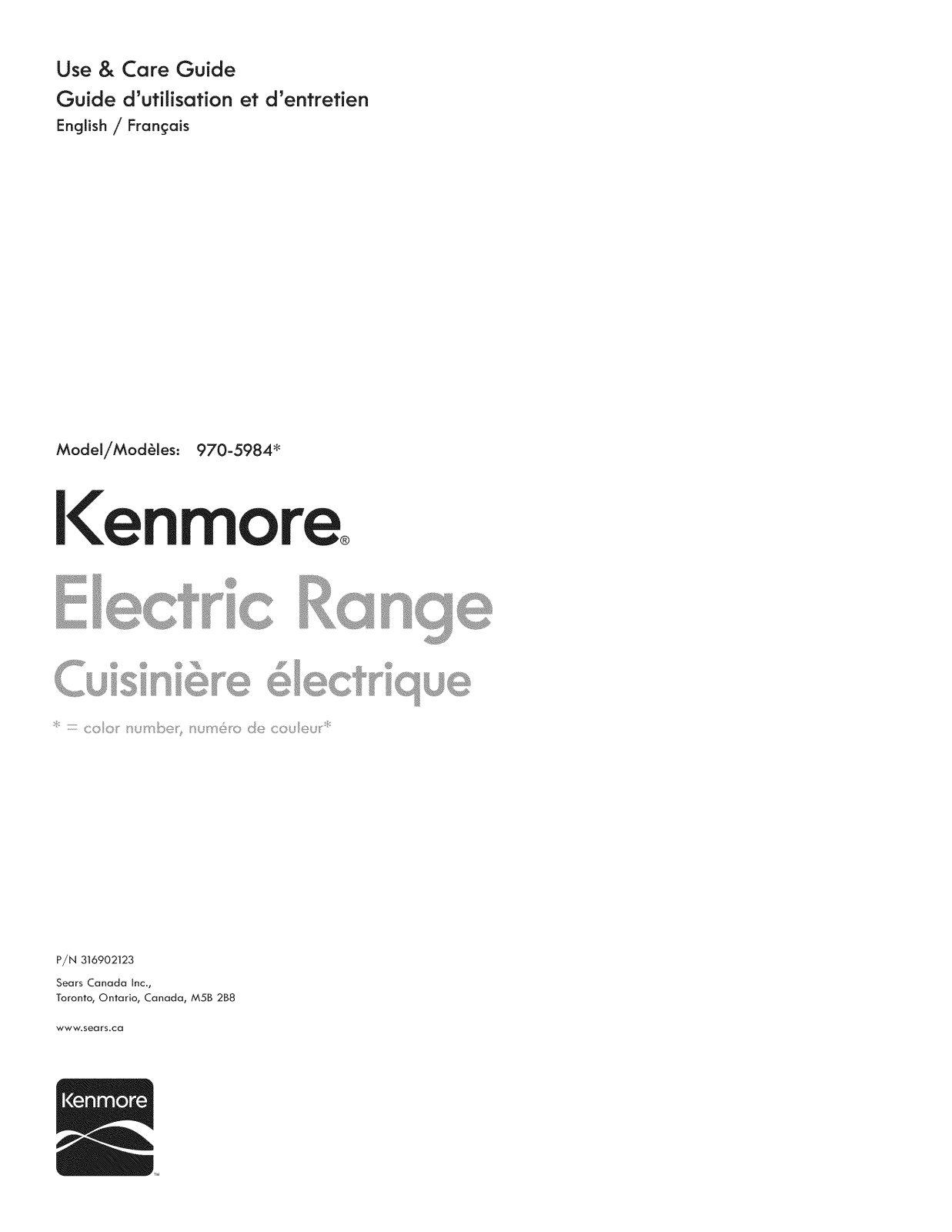 Kenmore 970598421, 970598434 Owner’s Manual