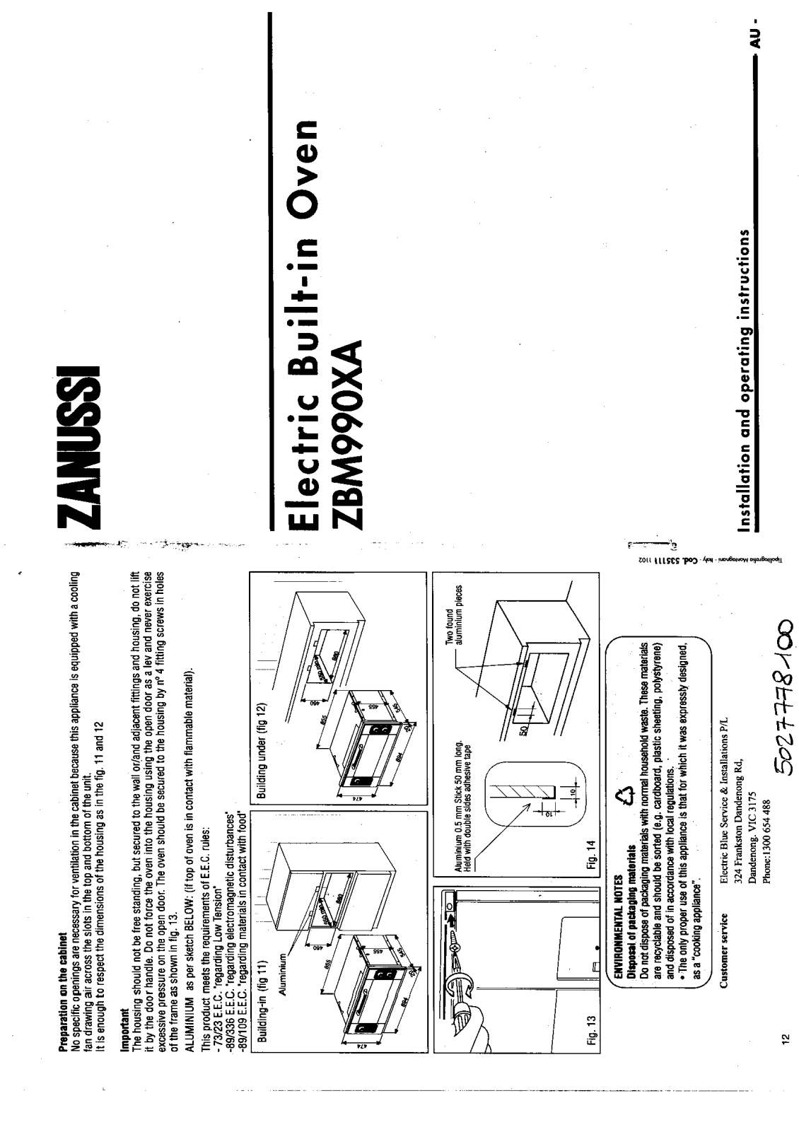 Zanussi ZBM990Xa USER MANUAL