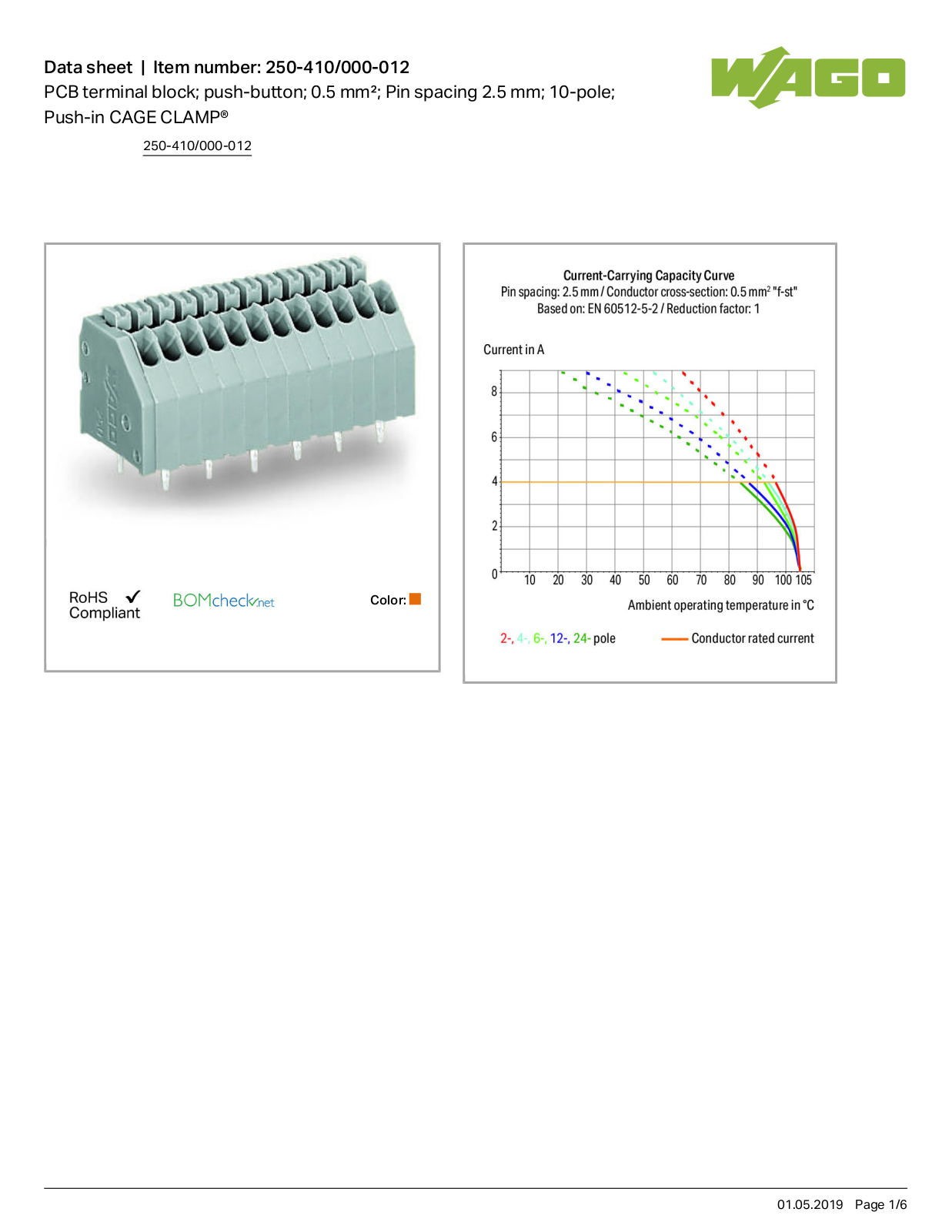 Wago 250-410/000-012 Data Sheet