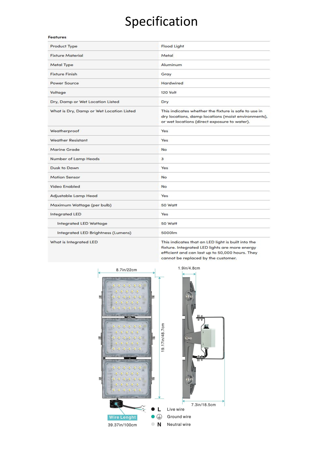 Tacoday TCOD1078 Specifications - ManualMachine.com