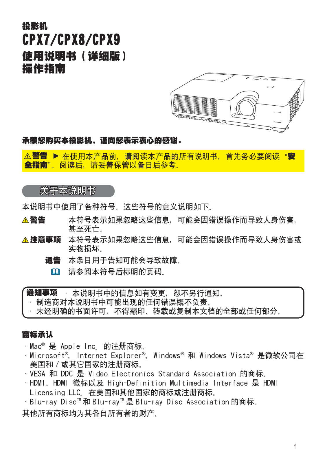 Hitachi CP-CPX7 User Manual