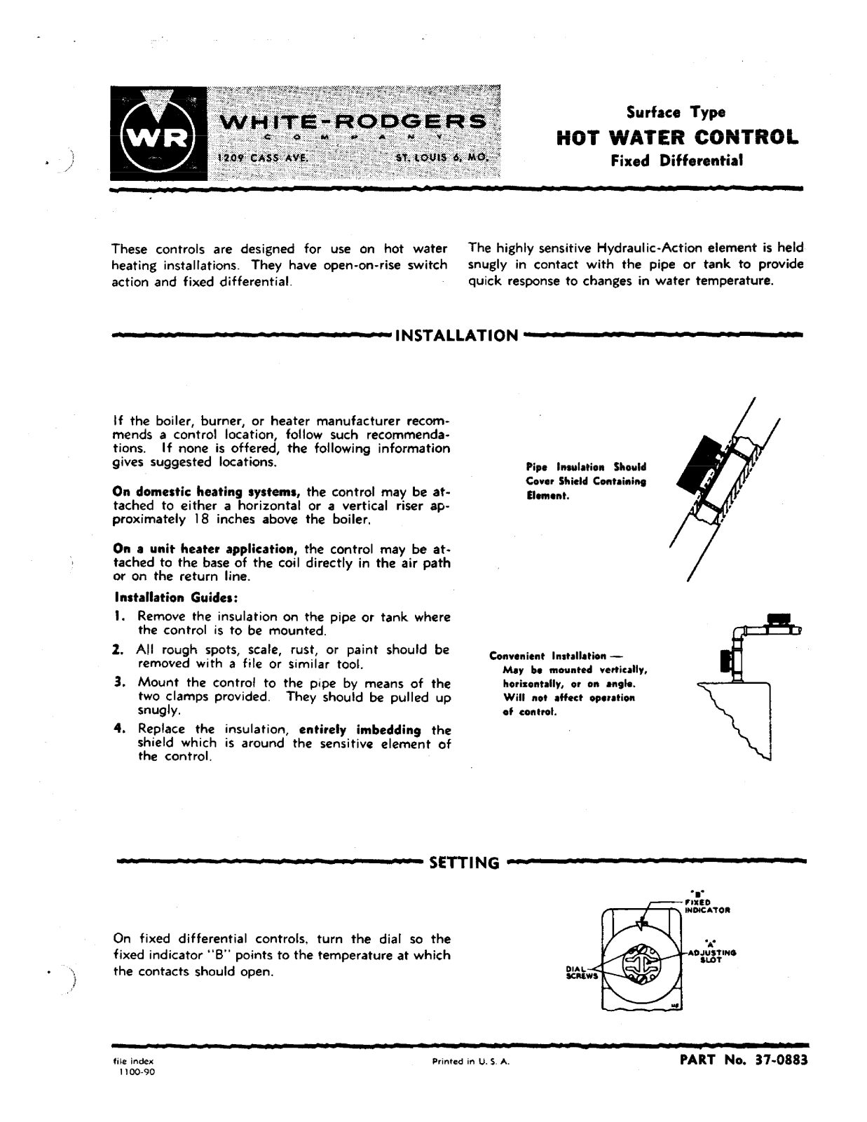 White Rodgers 37-0883 User Manual